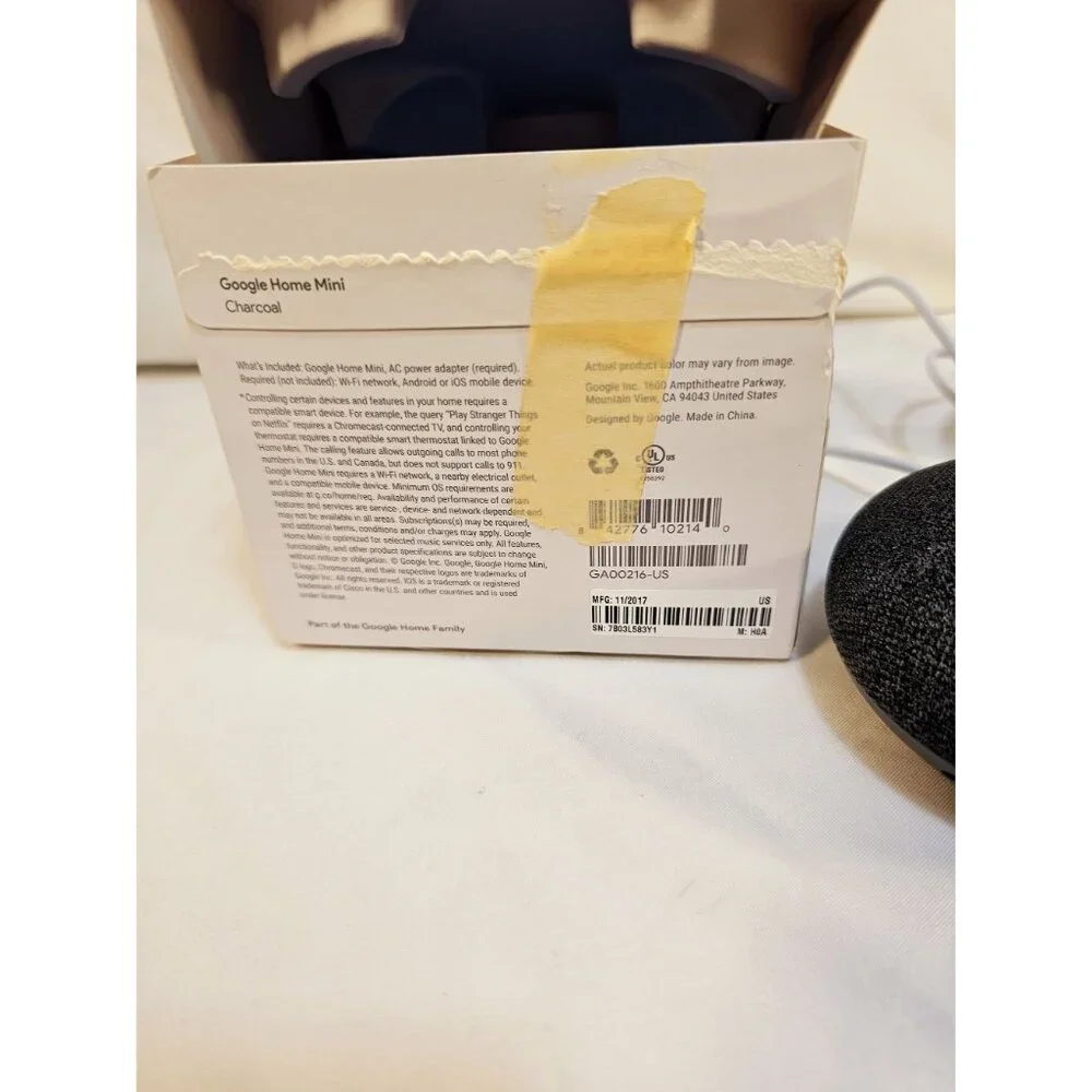 Google Home Mini (GA00210-US) Smart Assistant Speaker - Charcoal